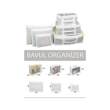 Çizgili Bavul Organizer Valiz Düzenleyici 6 Parça Çamaşır Düzenleyici Organizer Hurç Gri