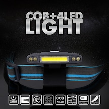 Police PS-1930 USB Şarjlı COB Led Şapka Feneri Mavi - Siyah