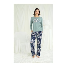 L'ombre Çiçek Ve Yaprak Desenli Baskılı Pijama Takımı Yeşil