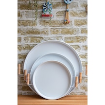 Kitchen Trend Sunum Tepsi Seti 3'lü 45 - 37 - 30 CM Beyaz