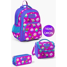 Lavanta Pembe Cupcake Desenli Coral High Kids 3'lü Okul Çanta Seti Goset0123495