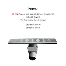 60 Cm Paslanmaz Izgaralı Lineer Duş Kanalı Koku Önleyicili