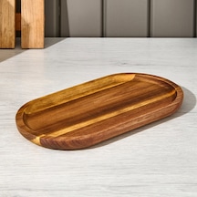 Naturalovee Akasya Oval Servis Sunum Tabağı - Kahverengi - 24x13x1,6 Cm Çok Renkli