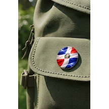 Dominik Cumhuriyeti Dominican Republic Abstract Ülke Bayraklı Buton Rozet - 44 MM 5 Adet Çok Renkli