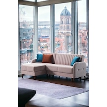 Kiel Yataklı Köşe Koltuk Takımı - Krem