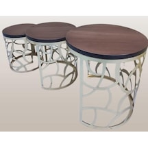 Zigon Sehpa Model 90516 Cnc Metal Kesim Osmanlı Desen Ceviz Renk El Yapım