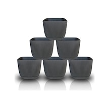 Omnipazar Krs-384 Dekoratif Plastik Mercan Kare Saksı 4 Litre Antrasit 6 Adet