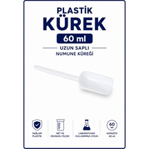 Plastik Kürek Beyaz - 60 ml - Dibi Düz - Uzun Saplı