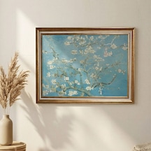 Gold Çerçeveli Vintage Dekoratif Van Gogh Badem Çiçekleri Tablosu 60x80 Cm