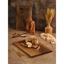 Hıcowood Doğal Ceviz 2'li Kesme Sunum Tahtası Seti -Lazerle İsim/Söz Yazılır