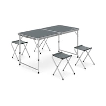 Rox Camping Katlanır Masa Tabure Seti Gri