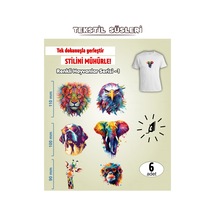 Ütü İle Yapışan Kıyafet Etiketi Renkli Hayvanlar Serisi -1 6lı Set Karışık