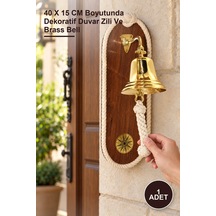 1 Adet Duvara Asmalı Pirinç Çan 40 X 15 Cm Boyutunda Dekoratif Duvar Zili Ve Brass Bell