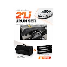 E-biz Peugeot 308 2008-2014 Uyumlu Torpido Örtüsü + Tay Tüyü Bagaj Çantası Seti - Siyah - Pe013