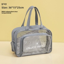 Konesam Gri Pvc Su Geçirmez Seyahat Organizer - Islak Ve Kuru Bölmeli, Büyük Kapasiteli, Ayakkabı Bölmeli Makyaj Ve Tuvalet Malzemeleri Çantası