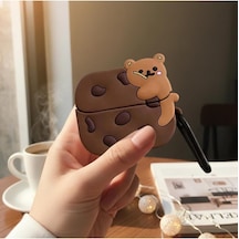 Caseonn Kılıf Karakter Figürlü Cookie Bear Kahverengi Samsung Galaxy Buds 3 İle Uyumlu