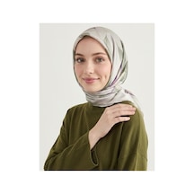Bushu Flora Twill Eşarp - Çiçek Yaprak Desenli Çok Renkli