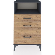 Hyperion Komodin Tek Raflı 3 Çekmeceli 60x44x106 Antrasit-çam Antrasit