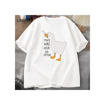 Tarzsokak Kaz Barış Asla Bir Seçenek Oldu T-shirt Erkek Kadın Yaz Pamuk Tee Moda Eğlence Serin Erkek Gi 2793 Beyaz