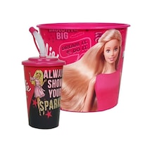 Renkli Popcorn, Çerez, Pipetli Pratik Bardak Seti,atıştırmalık, Mısır Kovası, 2li Set, Pembe/kız Çok Renkli