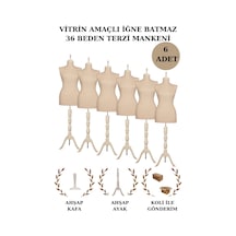 6 Adet Vitrin Amaçlı 36 Beden Terzi Vitrin Mankeni İğne Batmaz -