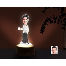 Kişiye Özel Erkek Karikatürlü Dekoratif 3D Biblo Led Işıklı Gece (481496516)