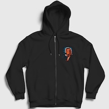 Presmono Unisex Mic Nirvana Kurt Cobain Fermuarlı Kapüşonlu Sweatshirt Siyah