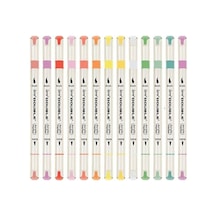 Serve Double Çift Uçlu Akrilik Marker Kalem Seti Fırça Ve Keçeli Uç 24 Renk Svdam24p Çok Renkli