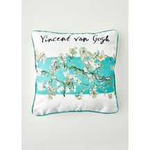 Bella Maison Van Gogh Almond Blossom Pamuklu Baskılı Dekoratif Yastık Kılıfı Turkuaz 43x43 Cm Turkuaz