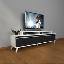 Decoraktiv Ekoflex 4 Mdf Retro Tv Ünitesi Tv Sehpası Beyaz - Siyah