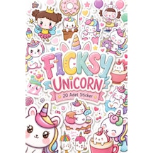 Sevimli Kawaii Unicorn At Ve Kedi Doğum Günü Temalı Sticker Seti - 20 Adet Etiket Çıkartma Diğer