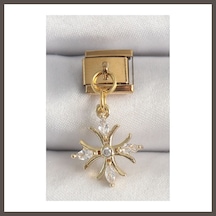 Bezos 316l Çelik Gold Renk Sallantı Zirkon Taşlı Kar Tanesi Model Nomination Charm Nxrlvng