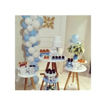 Makaron Mavi Pastel Beyaz Balon Zinciri A