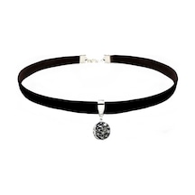 Siyah Renk Kadife Galaksi Choker Kolye Altın