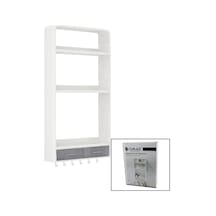 Beyaz Yapışkanlı Duvar Organizeri Plastik 3 Raf 14cm-19cm-30cm - 2 Çekmece 40cm - 6 Askı 19 Parça Go53/01291 Çok Renkli