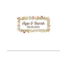 Kış Meyveli Yapraklı Yuvarlak Etiket Kına Nişan Düğün 3x3 Cm Özel Etiket / 50 Adet Sticker Beyaz