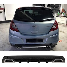 Opel Corsa D Uyumlu Siyah Difüzör Çiftli Kare Egzoz Görünümlü D Tip Difizör