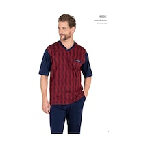 Pierre Cardin 6052 Erkek Kısa Kollu Jakarlı 3'lü Pijama Takımı-lacivert Bordo