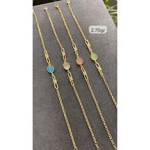 Çgk Çiğdem Gürel Kuyumculuk Opal Taşlı Doç Zincirli Altın Bileklik Gold