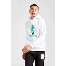 Tshirthane Fortnite Skin Moisty Merman Baskılı Unisex Çocuk Kapüşonlu Sweat Beyaz