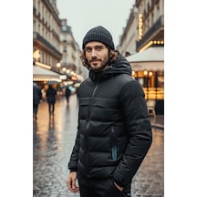 Buratti Regular Fit Kapüşonlu Kapitoneli Erkek Mont 497Dean Siyah