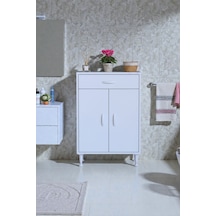 Eliusta Taha 60 Cm 3 Bölmeli Beyaz Çok Amaçlı Dolap 2 Raflı Banyo Mutfak Dolabı 60x88x32,5 Cm Düzenleyici Beyaz