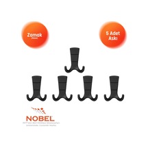 Mina Lüks Askı, Metal, Vestiyer Askı, 125 Gr, Dolap Askılık, Duvar Askılığı, Mat Siyah Vidalı 5 Adet