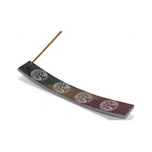 Obsidian Taşı Hayat Ağacı Tasarımlı Kayık Tütsülük Çok Renkli