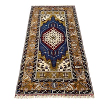 El Dokuma Sıfır Büyük Yahyalı Halısı 130x240 Lacivert Krem Halı Lacivert