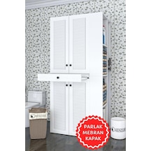 Kenzlife Membran Çamaşır-kurutma Makinesi Dolabı Ahi Evran Sağ Byzbyz Panjur 187 090 60 Mebran Kapak Mdf Gövde Beyaz