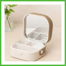 Vaveni Aynalı Makyaj Ve Takı Organizer Çanta 9x9x3.7 Cm - 4 Bölmeli Arz Çok Renkli