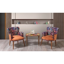 Bienvelle Turuncu Çay Seti 2 Tekli Koltuk+Sehpa (Salon, Balkon, C