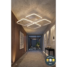 March Dekoratif Gold Plafonyer Led Avize-4'lü Geometrik Kare 3 Renk Yanma Özellikli