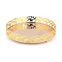 Singl Gold Metal Yuvarlak Tepsi Büyük